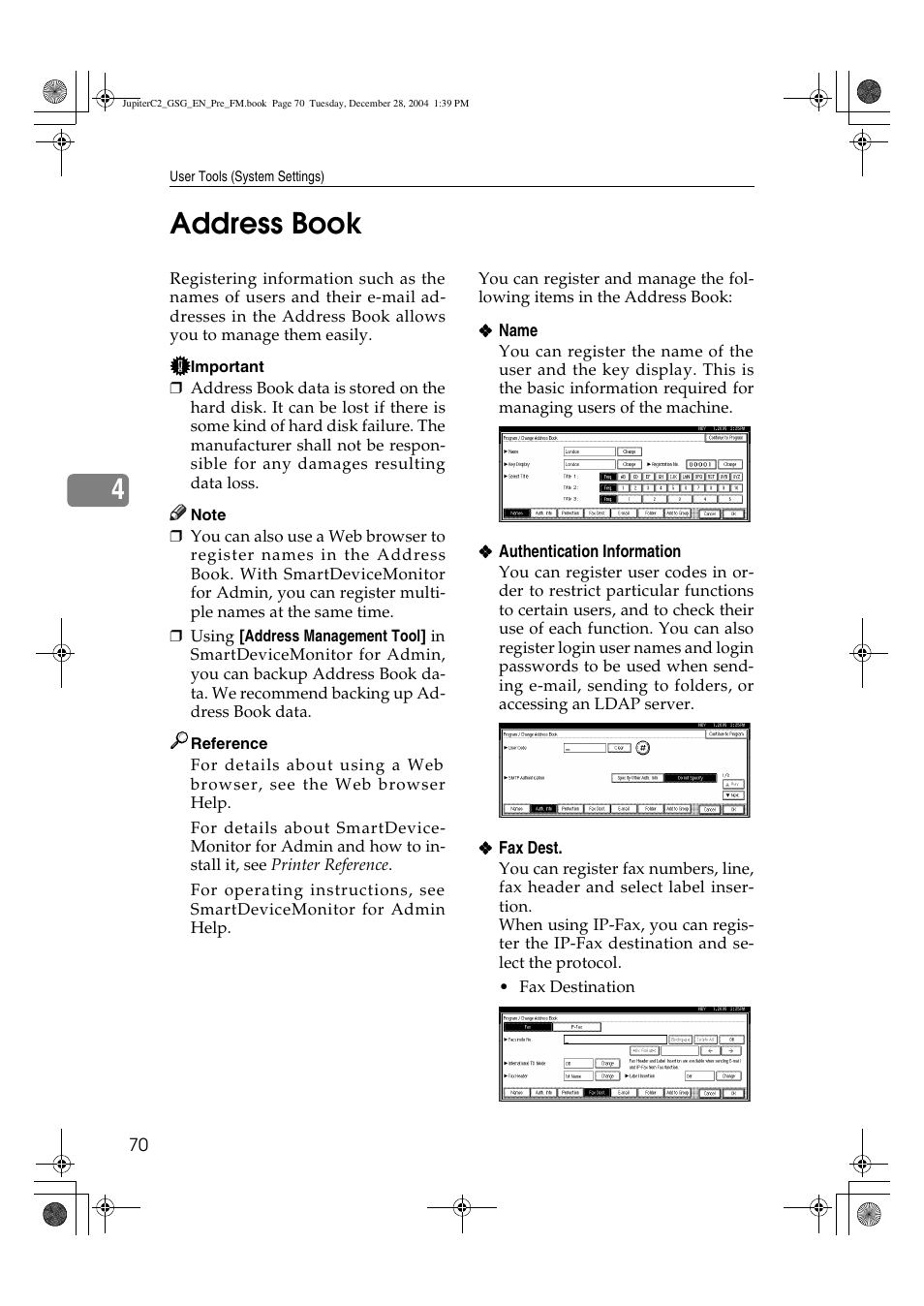 4address book | Ricoh LD335c User Manual | Page 82 / 196
