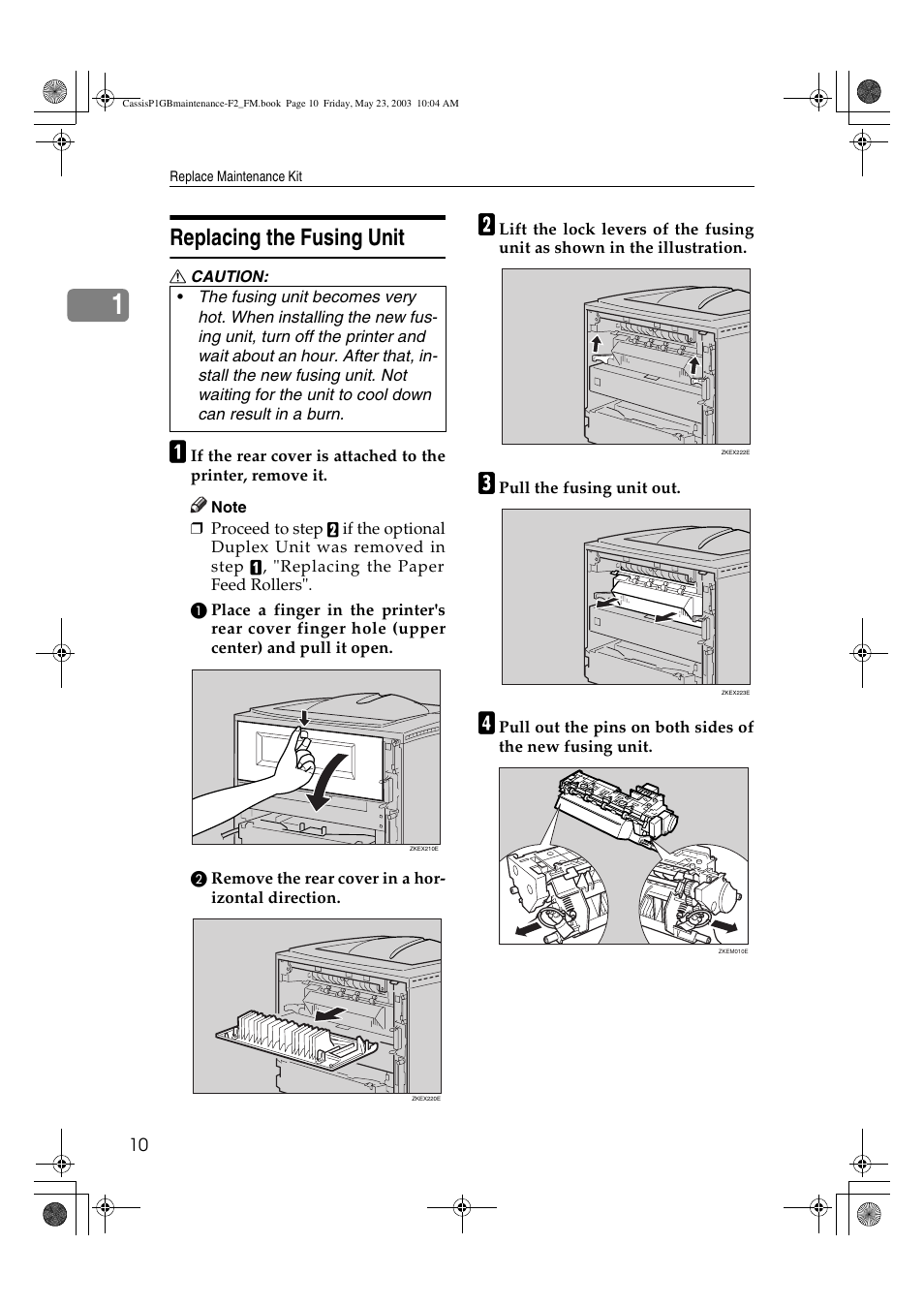 Replacing the fusing unit | Ricoh Aficio AP400 User Manual | Page 14 / 20