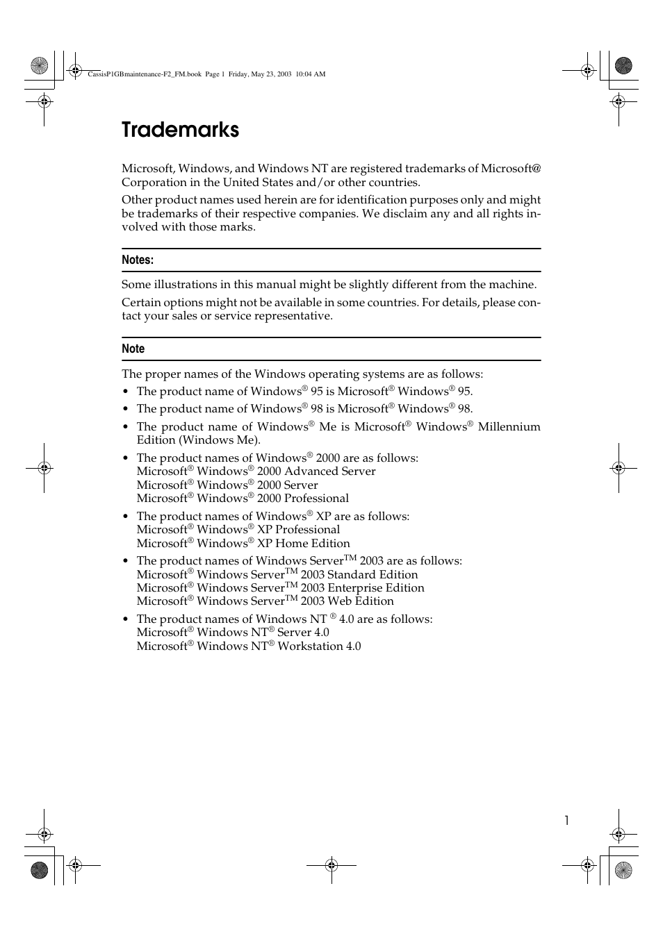 Trademarks | Ricoh Aficio AP400 User Manual | Page 5 / 20