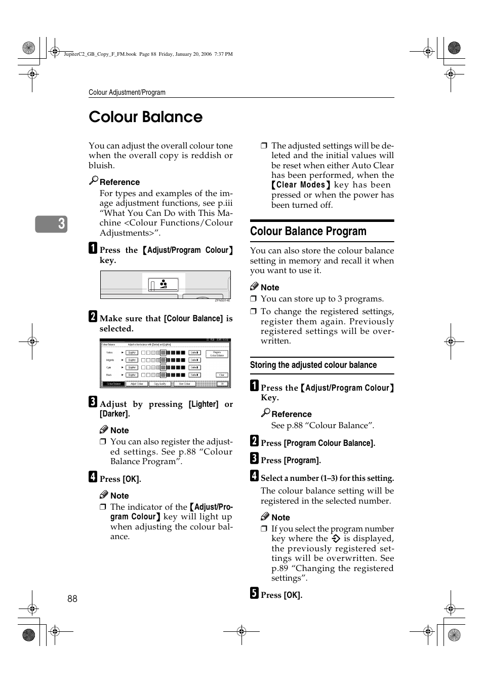 3colour balance, Colour balance program | Ricoh Aficio 3245C User Manual | Page 102 / 160
