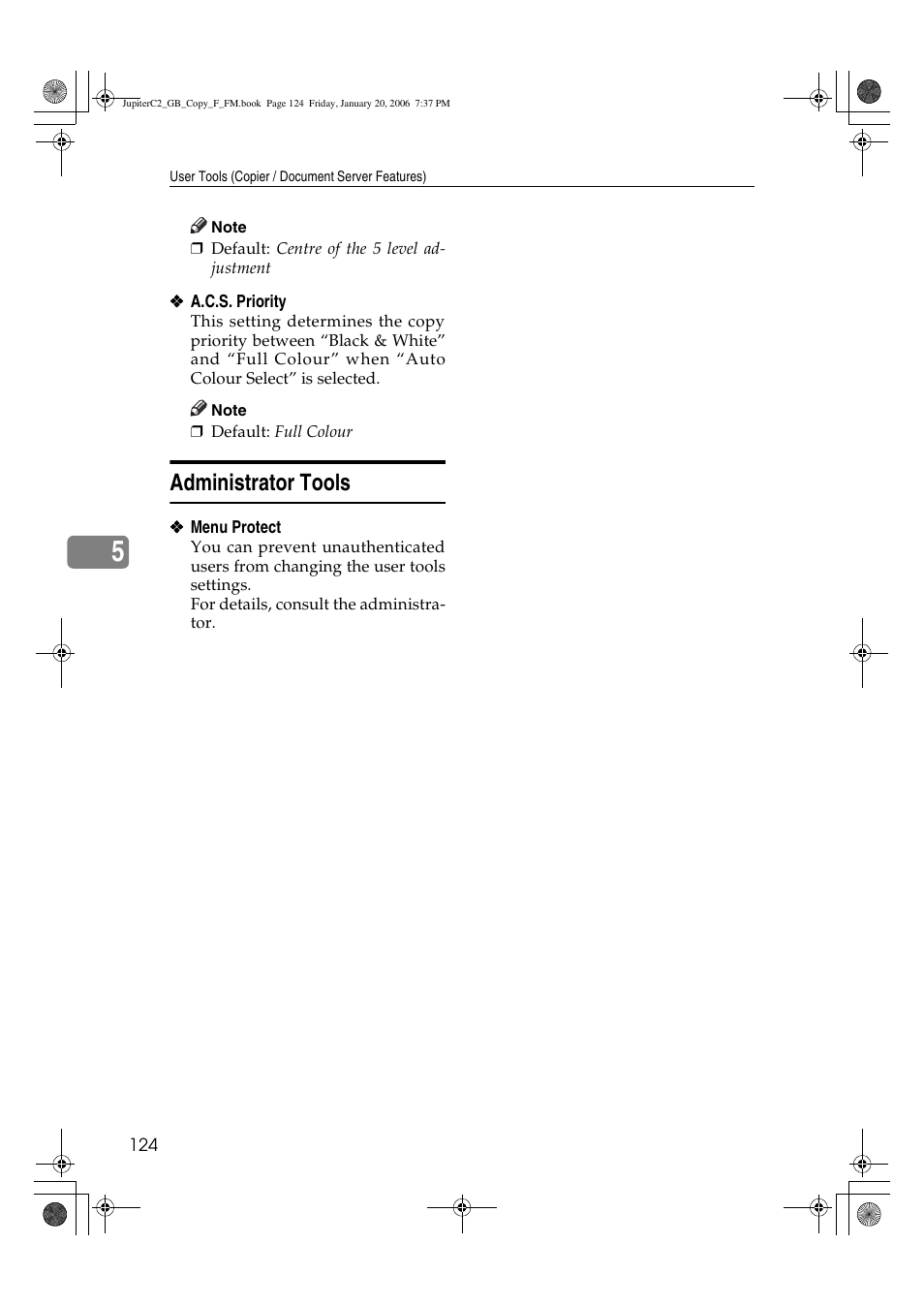 Administrator tools | Ricoh Aficio 3245C User Manual | Page 138 / 160