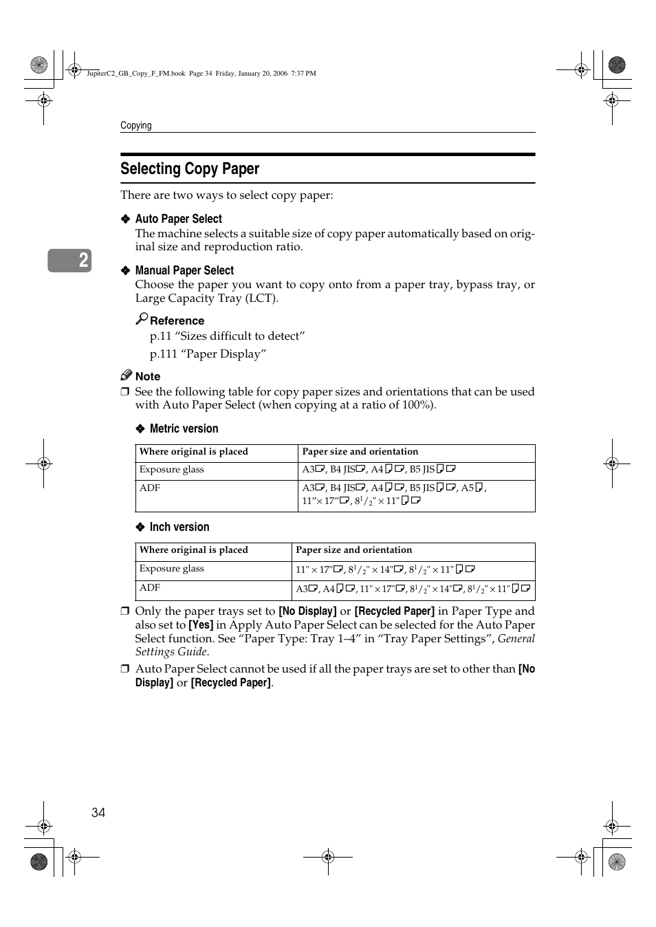 Selecting copy paper | Ricoh Aficio 3245C User Manual | Page 48 / 160