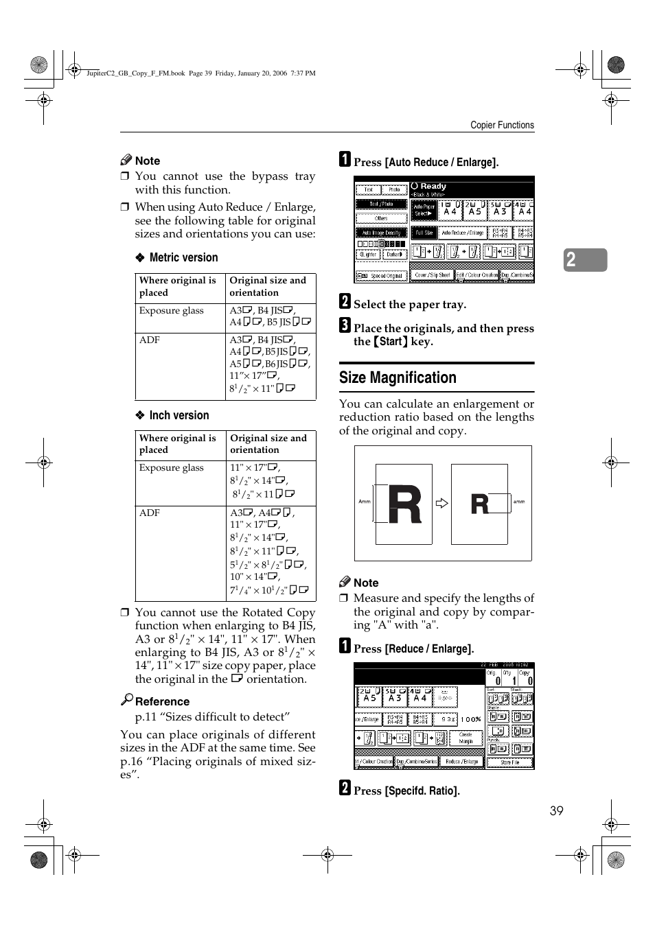 Size magnification | Ricoh Aficio 3245C User Manual | Page 53 / 160