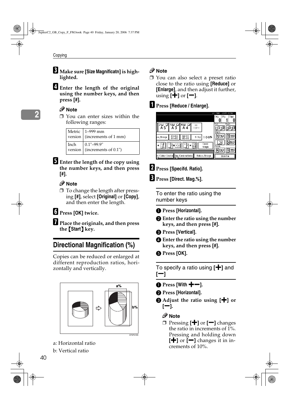 Directional magnification (%) | Ricoh Aficio 3245C User Manual | Page 54 / 160