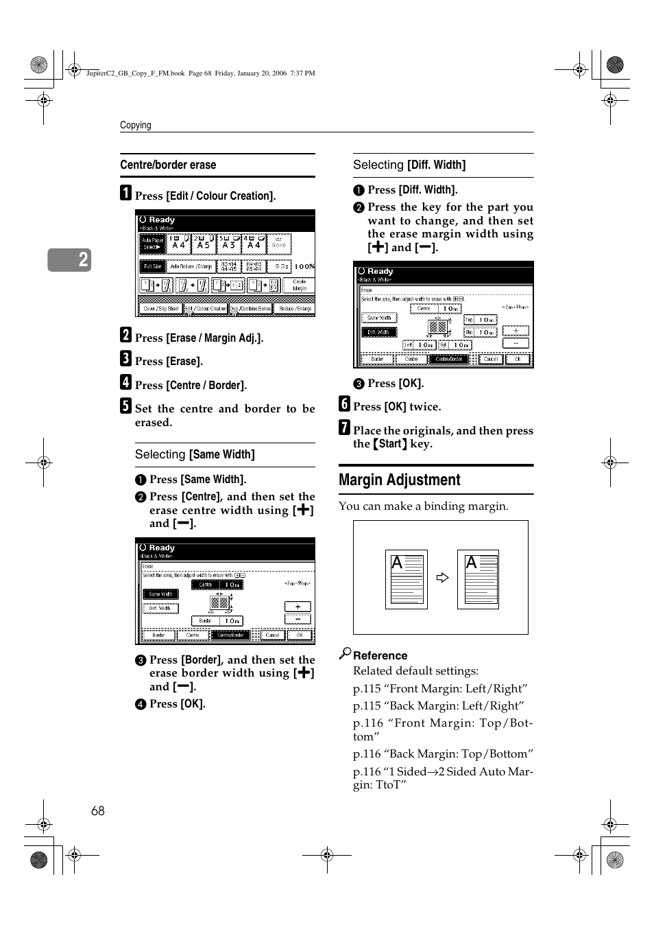 Margin adjustment | Ricoh Aficio 3245C User Manual | Page 82 / 160