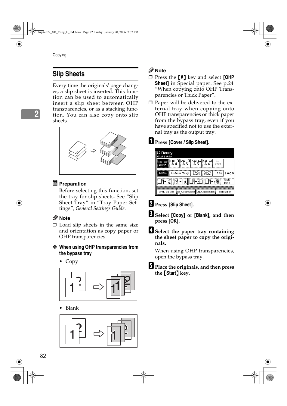 Slip sheets | Ricoh Aficio 3245C User Manual | Page 96 / 160