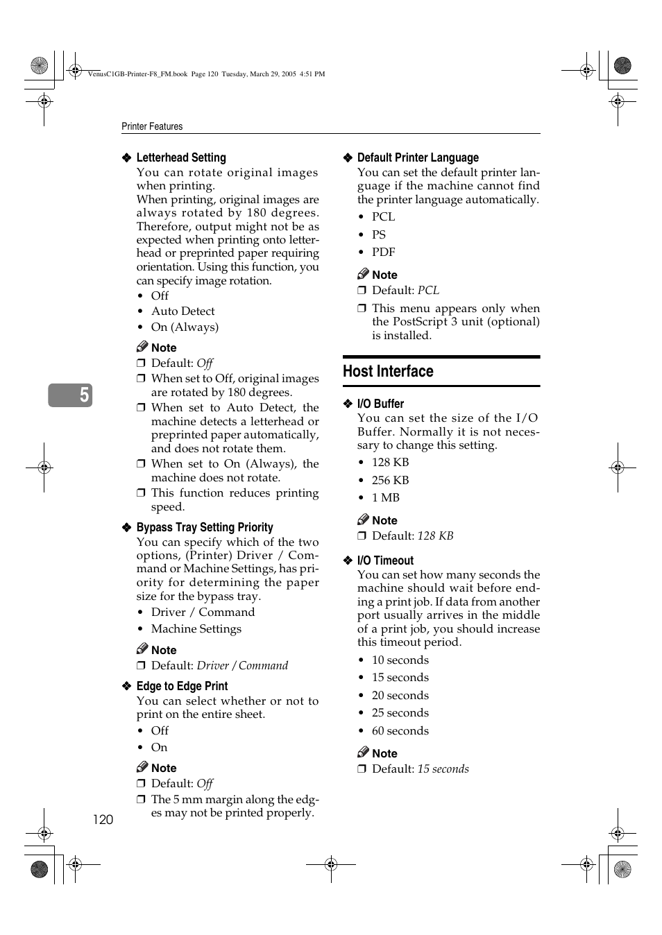 Host interface | Ricoh Type 3260 User Manual | Page 126 / 168