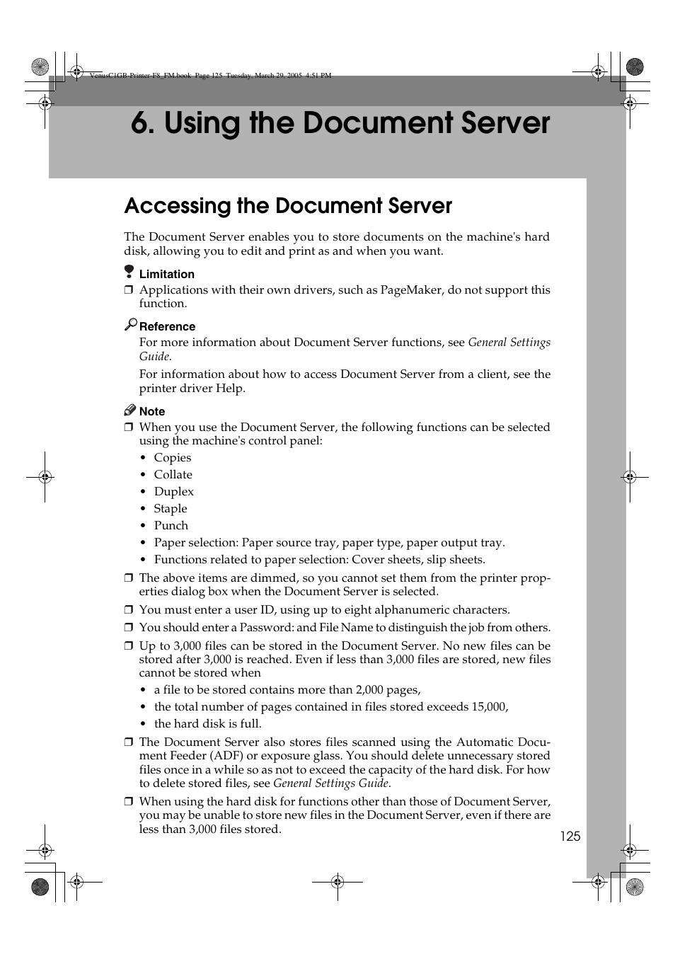 Using the document server, Accessing the document server | Ricoh Type 3260 User Manual | Page 131 / 168