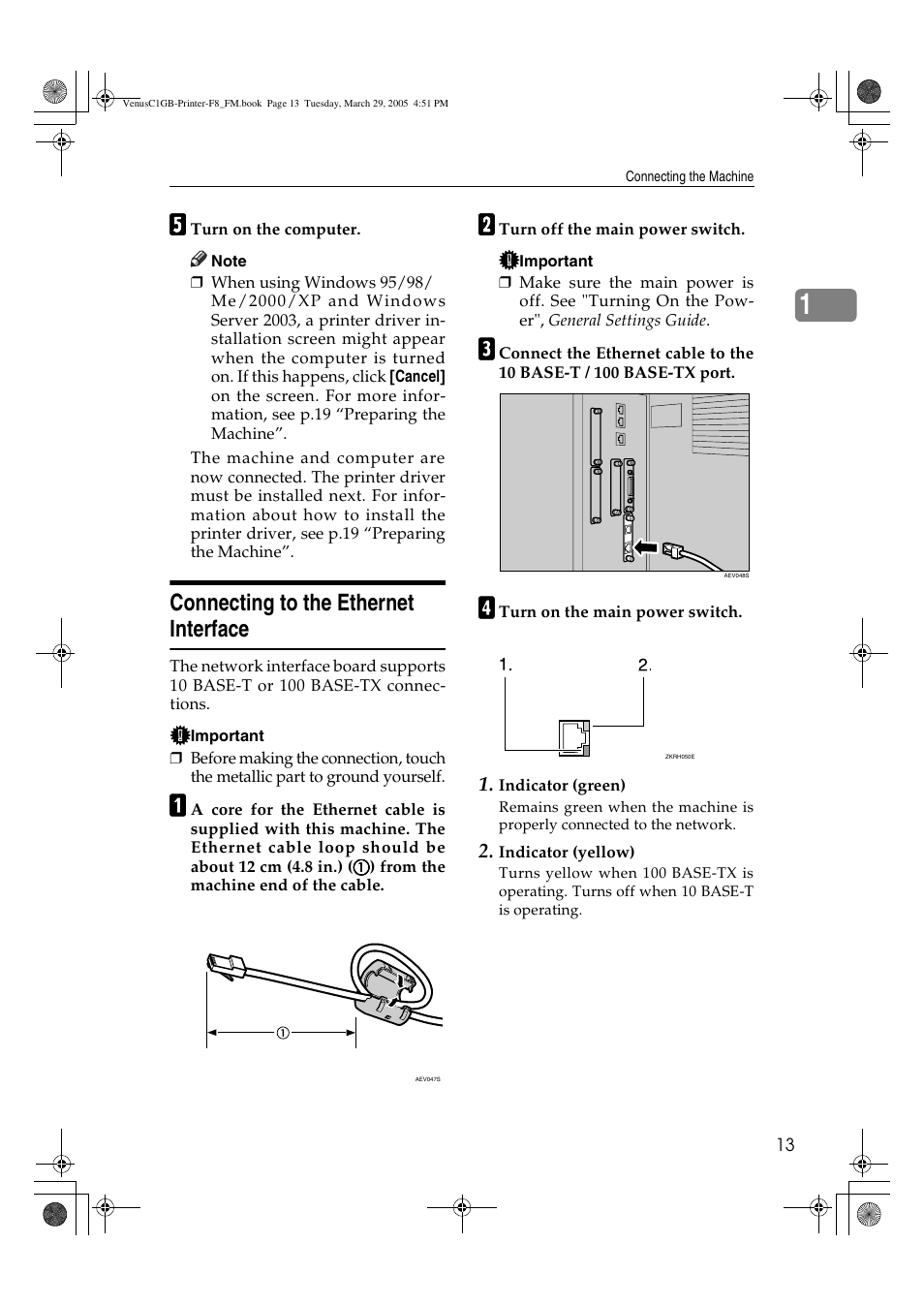 Connecting to the ethernet interface | Ricoh Type 3260 User Manual | Page 19 / 168