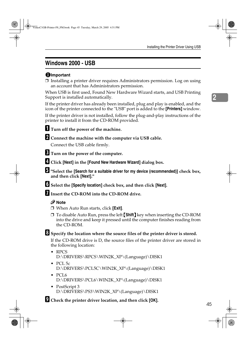 Windows 2000 - usb | Ricoh Type 3260 User Manual | Page 51 / 168