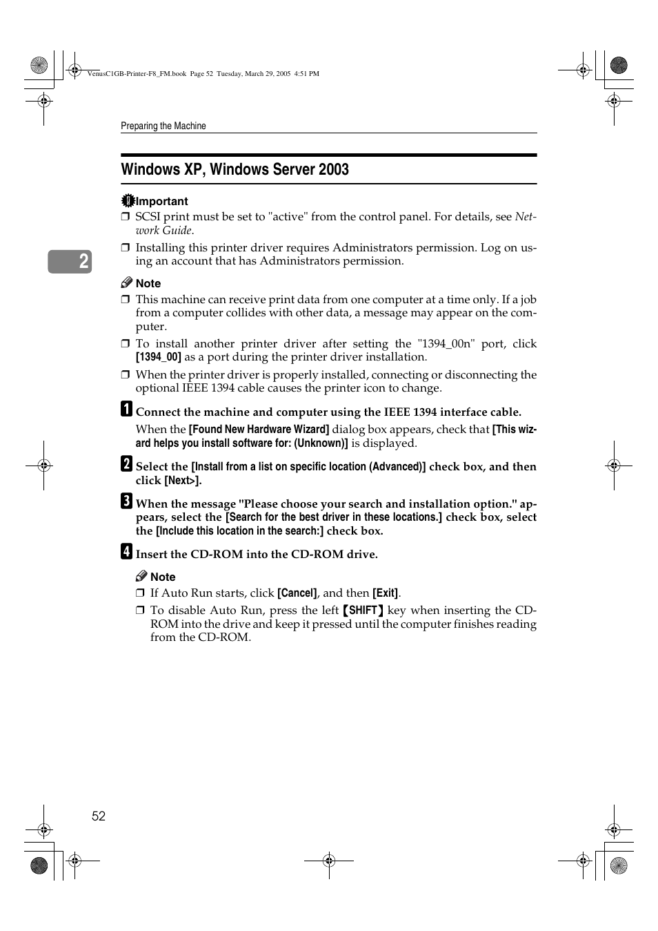Windows xp, windows server 2003 | Ricoh Type 3260 User Manual | Page 58 / 168