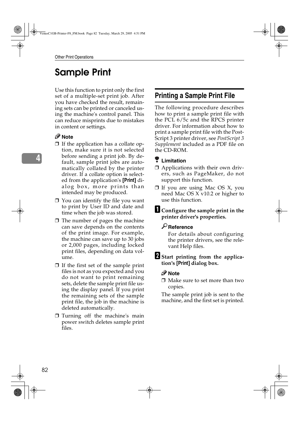 4sample print, Printing a sample print file | Ricoh Type 3260 User Manual | Page 88 / 168