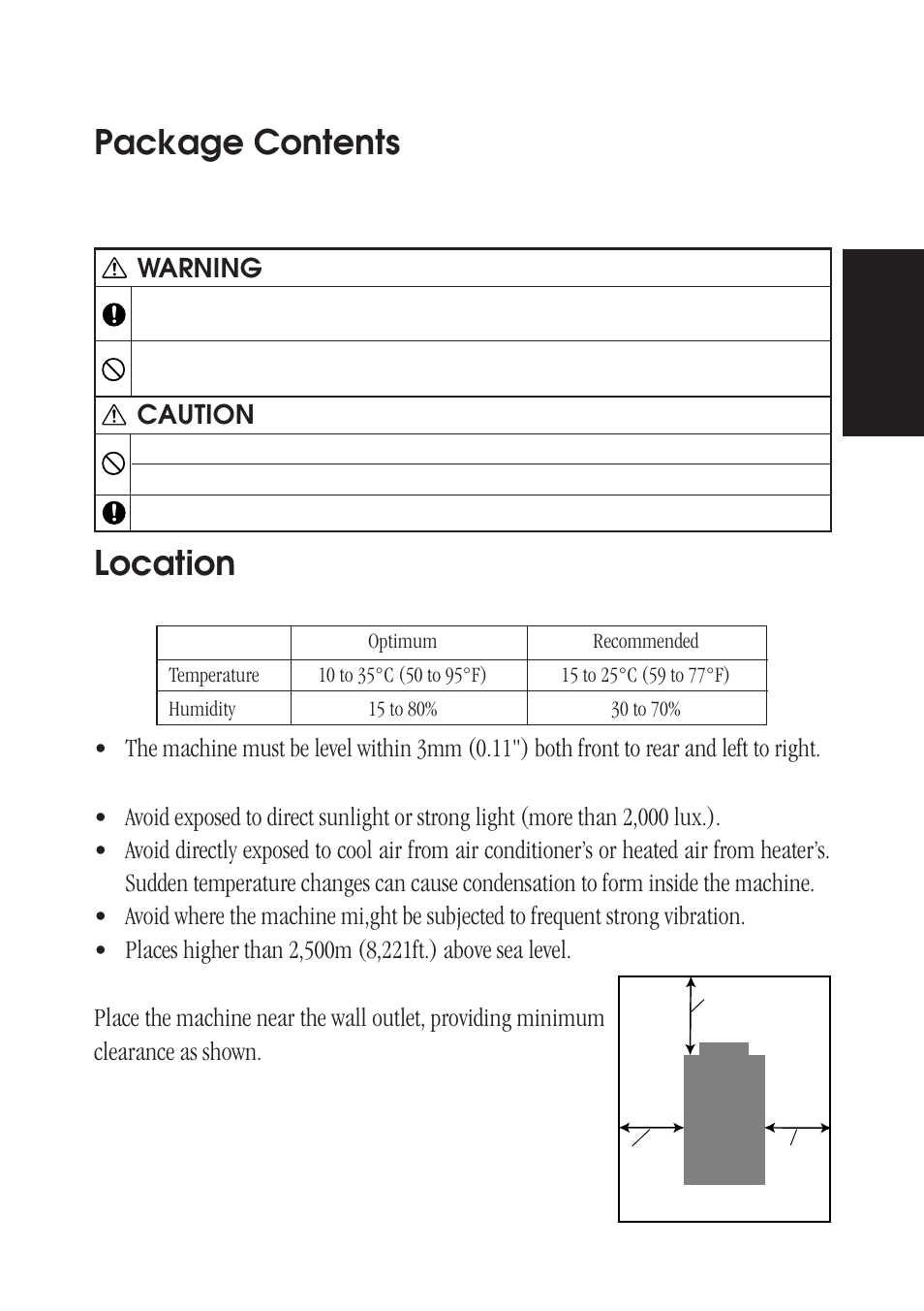 Setting up, Package contents, Location | Ricoh BIZWORKS 106 User Manual | Page 146 / 422