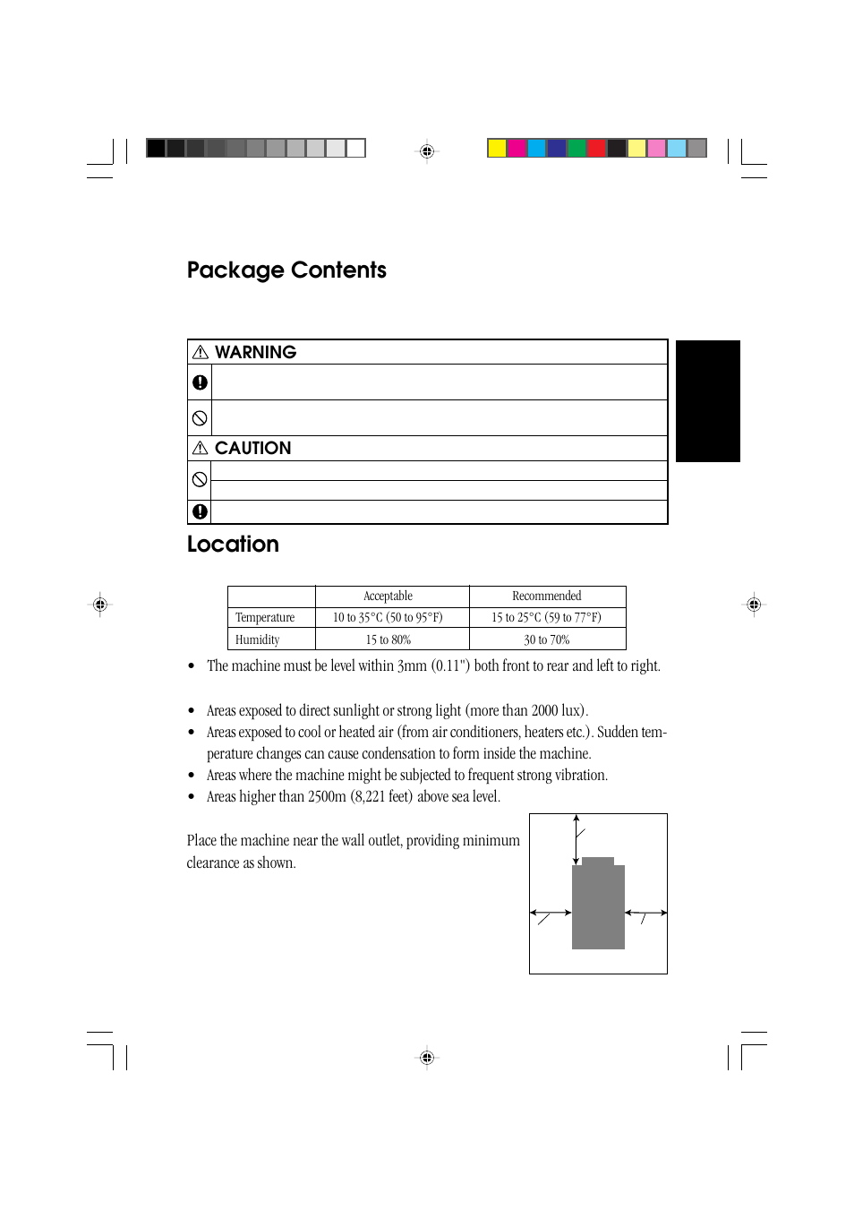 Setting up, Package contents, Location | Ricoh BIZWORKS 106 User Manual | Page 309 / 422