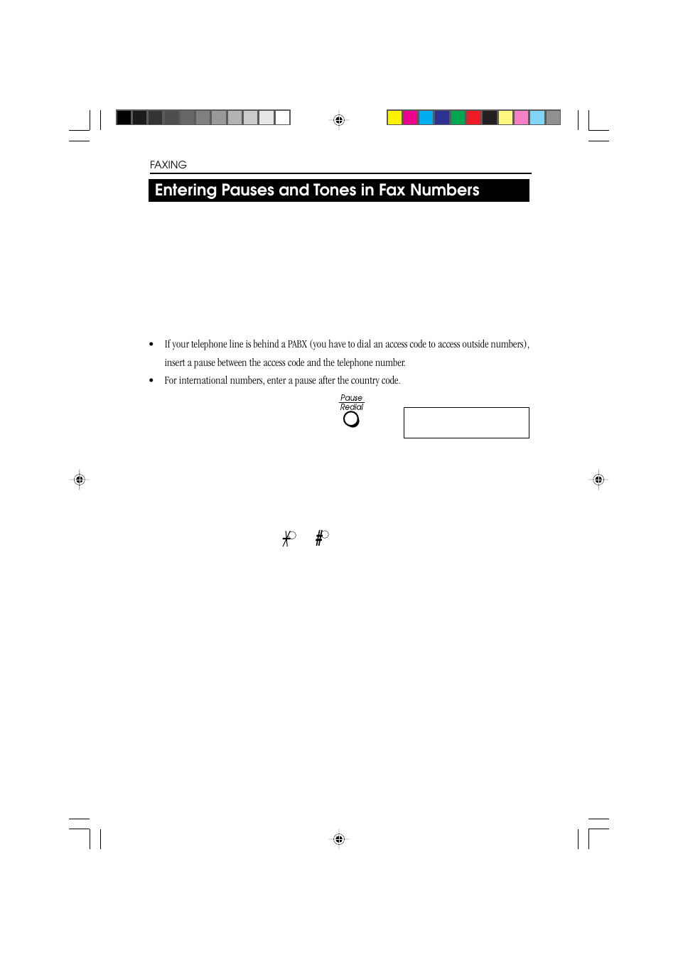 Entering pauses and tones in fax numbers | Ricoh BIZWORKS 106 User Manual | Page 60 / 422