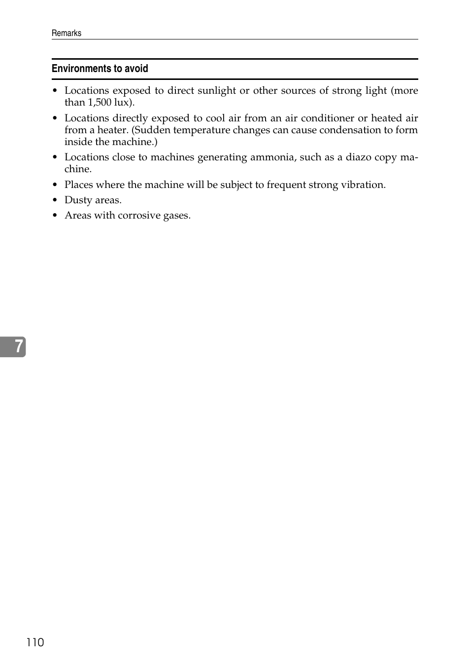 Environments to avoid | Ricoh feeder User Manual | Page 116 / 126