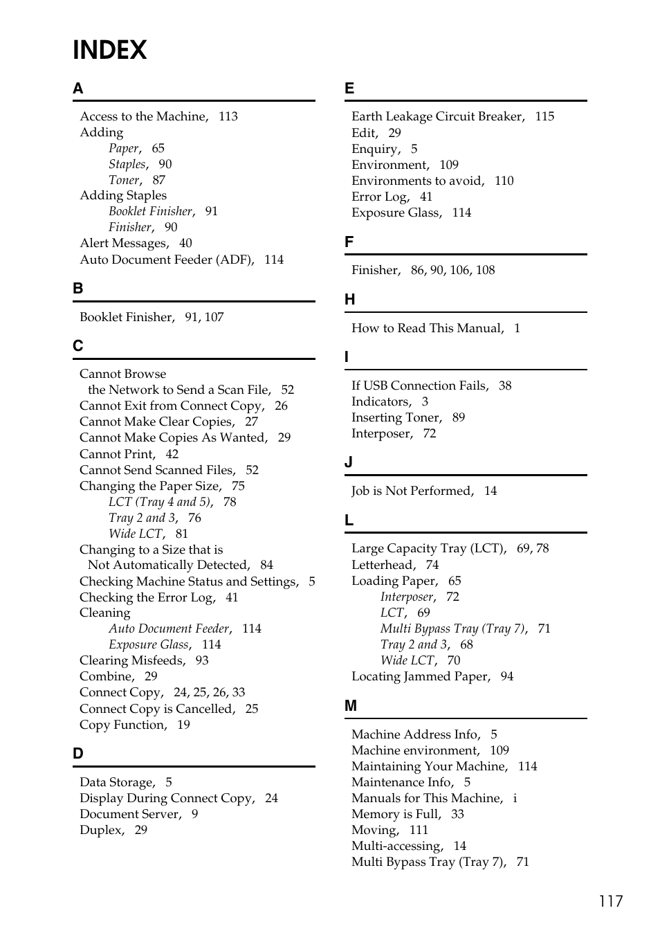 Index | Ricoh feeder User Manual | Page 123 / 126