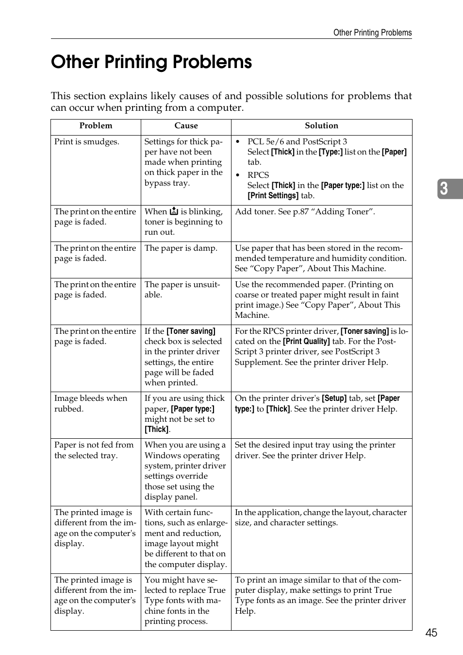 Other printing problems, 3other printing problems | Ricoh feeder User Manual | Page 51 / 126