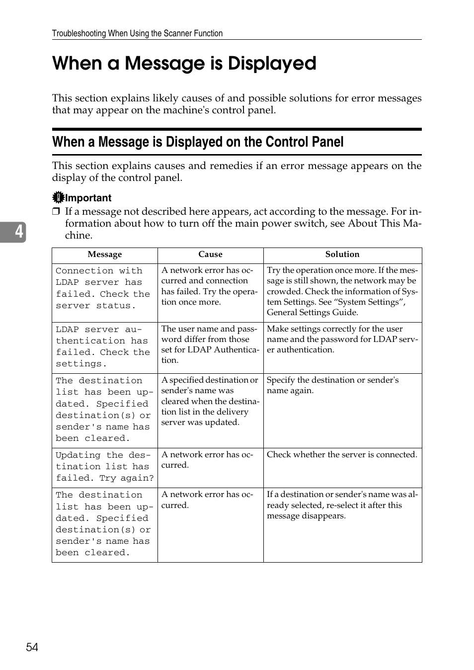 When a message is displayed, When a message is displayed on the control panel, 4when a message is displayed | Ricoh feeder User Manual | Page 60 / 126