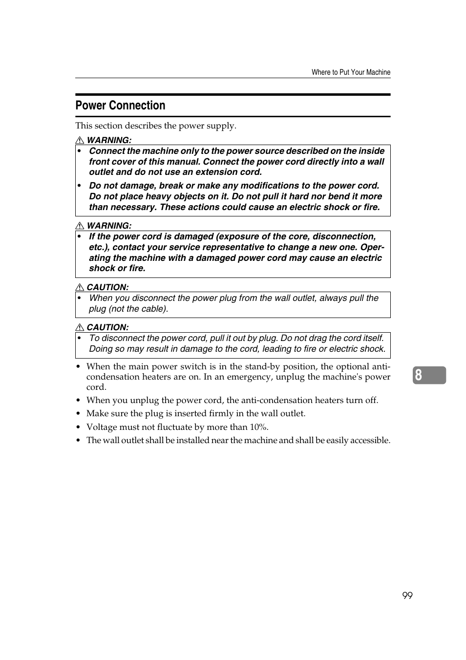 Power connection | Ricoh 8030e User Manual | Page 107 / 114