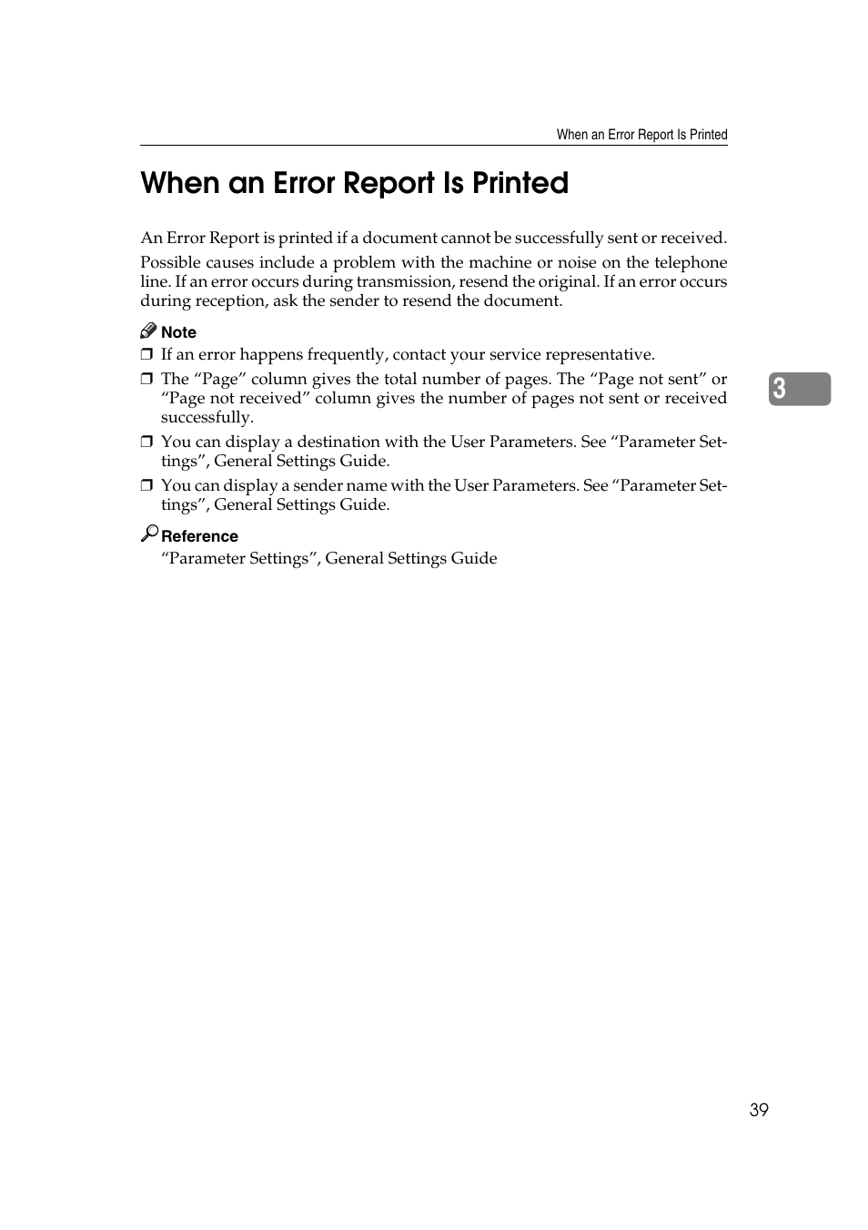When an error report is printed, 3when an error report is printed | Ricoh 8030e User Manual | Page 47 / 114