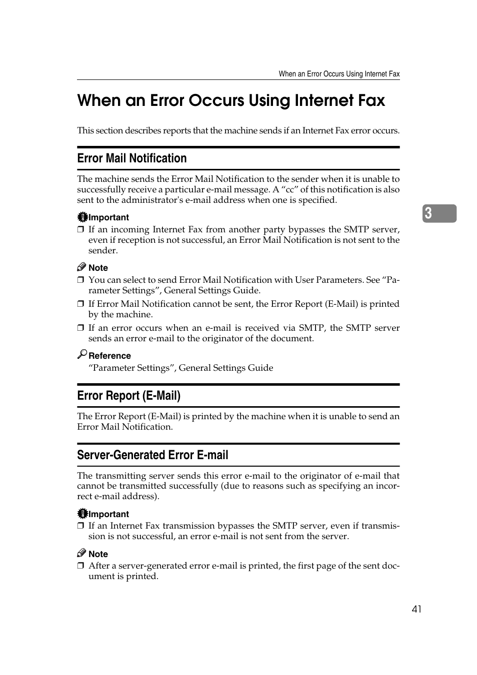 When an error occurs using internet fax, Error mail notification, Error report (e-mail) | Server-generated error e-mail, 3when an error occurs using internet fax | Ricoh 8030e User Manual | Page 49 / 114