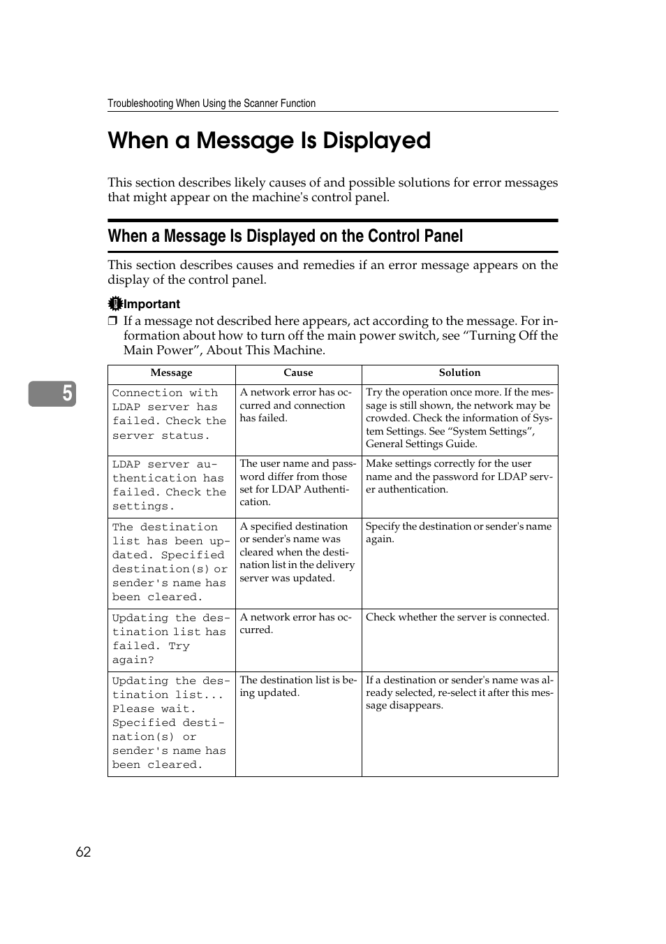 When a message is displayed, When a message is displayed on the control panel, P.62 “when a message is displayed | 5when a message is displayed | Ricoh 8030e User Manual | Page 70 / 114