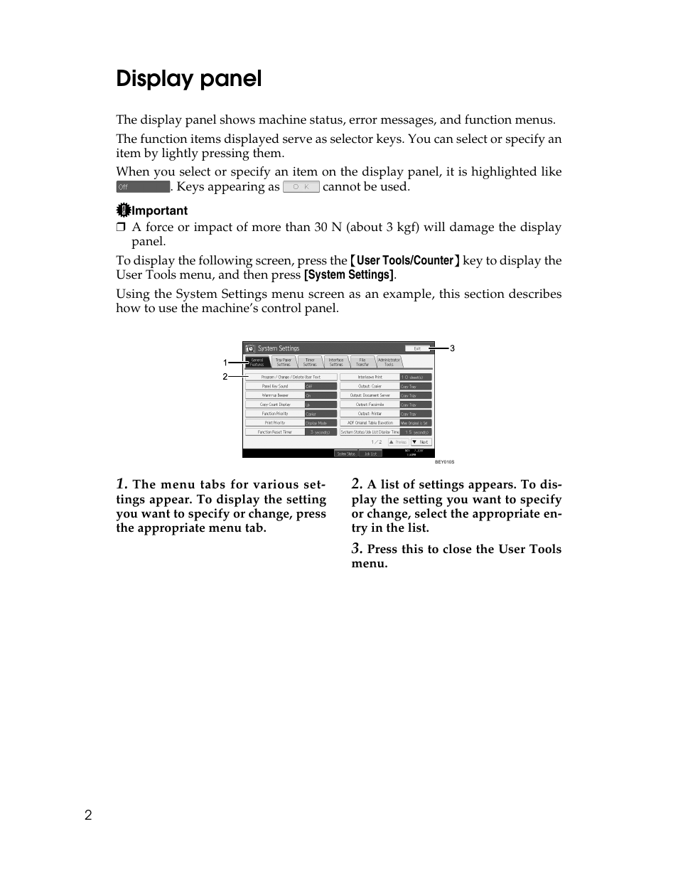Display panel | Ricoh Aficio MP 6000 User Manual | Page 12 / 310