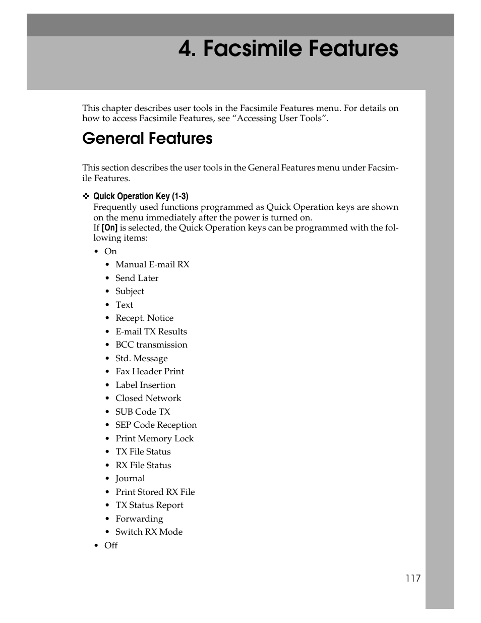 Facsimile features, General features | Ricoh Aficio MP 6000 User Manual | Page 127 / 310