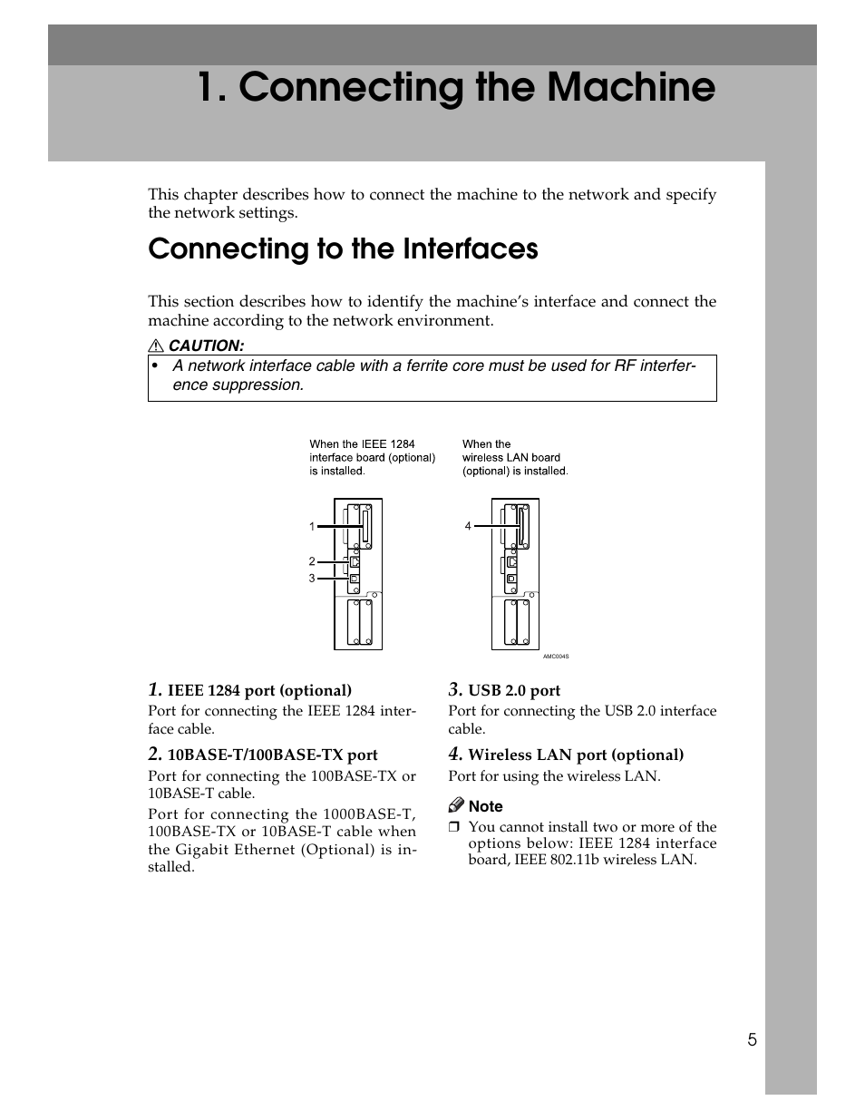 Connecting the machine, Connecting to the interfaces | Ricoh Aficio MP 6000 User Manual | Page 15 / 310