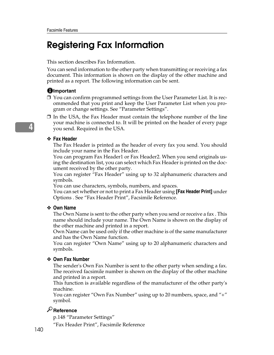 Registering fax information, P.140 “registering fax information, 4registering fax information | Ricoh Aficio MP 6000 User Manual | Page 150 / 310