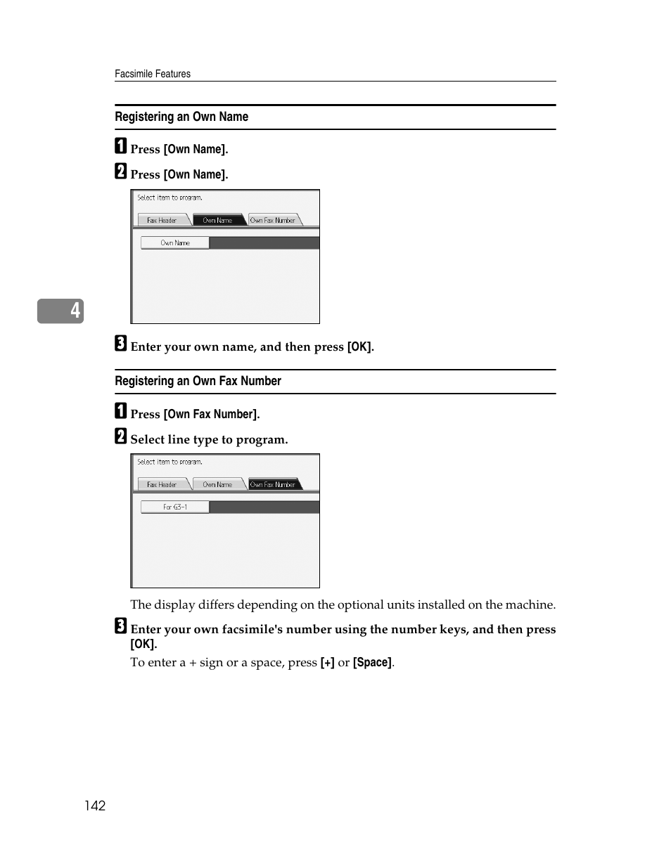 Registering an own name, Registering an own fax number | Ricoh Aficio MP 6000 User Manual | Page 152 / 310
