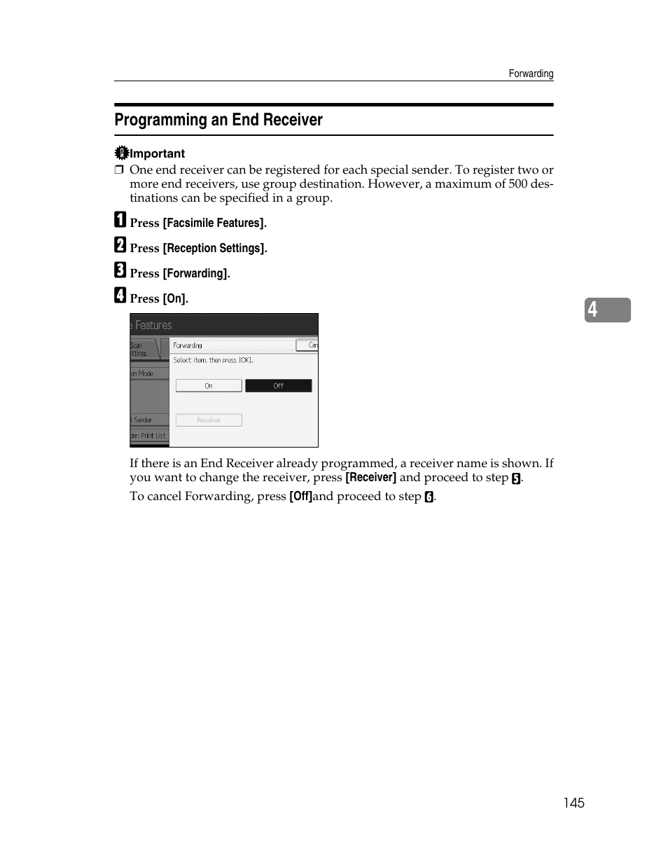 Programming an end receiver | Ricoh Aficio MP 6000 User Manual | Page 155 / 310
