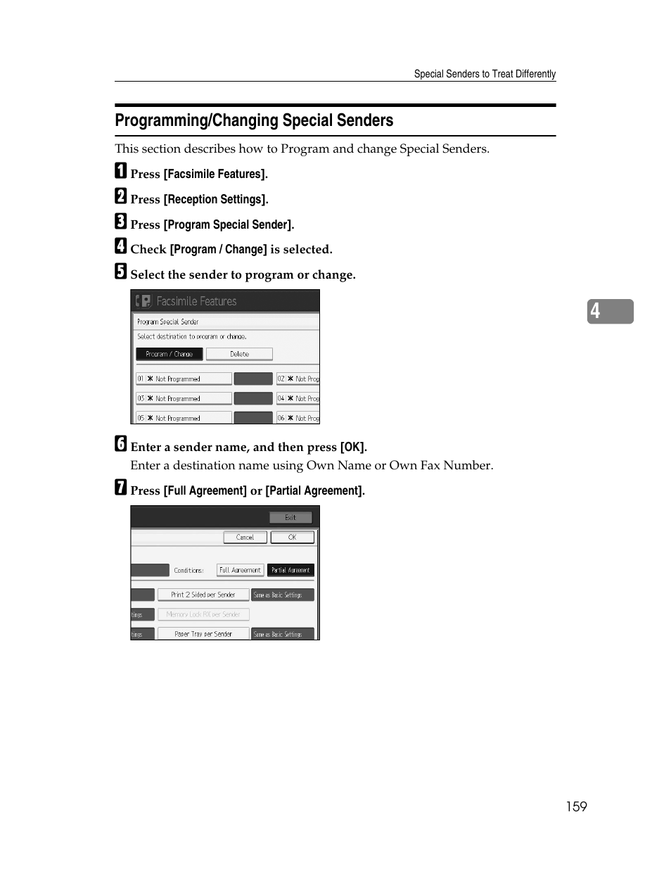 Programming/changing special senders | Ricoh Aficio MP 6000 User Manual | Page 169 / 310