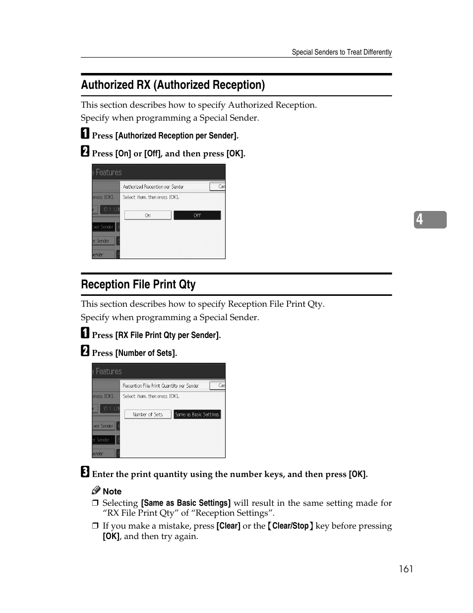 Authorized rx (authorized reception), Reception file print qty, P.161 “authorized rx (authorized reception) | P.161 “reception file print qty | Ricoh Aficio MP 6000 User Manual | Page 171 / 310