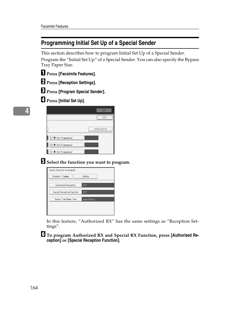 Programming initial set up of a special sender | Ricoh Aficio MP 6000 User Manual | Page 174 / 310