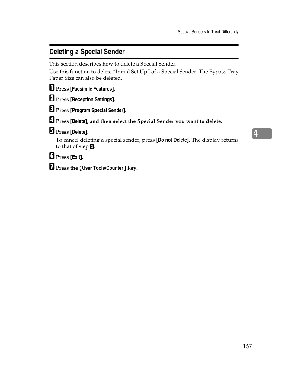 Deleting a special sender | Ricoh Aficio MP 6000 User Manual | Page 177 / 310