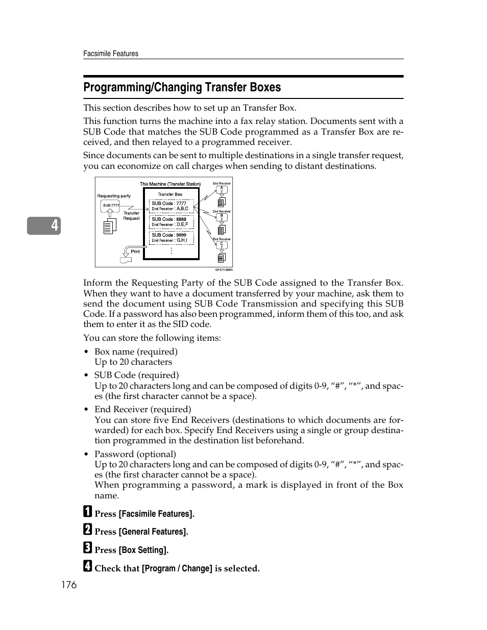 Programming/changing transfer boxes | Ricoh Aficio MP 6000 User Manual | Page 186 / 310