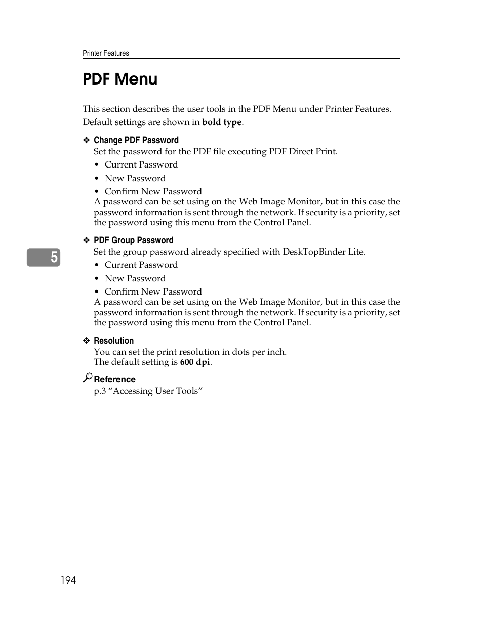 Pdf menu, 5pdf menu | Ricoh Aficio MP 6000 User Manual | Page 204 / 310