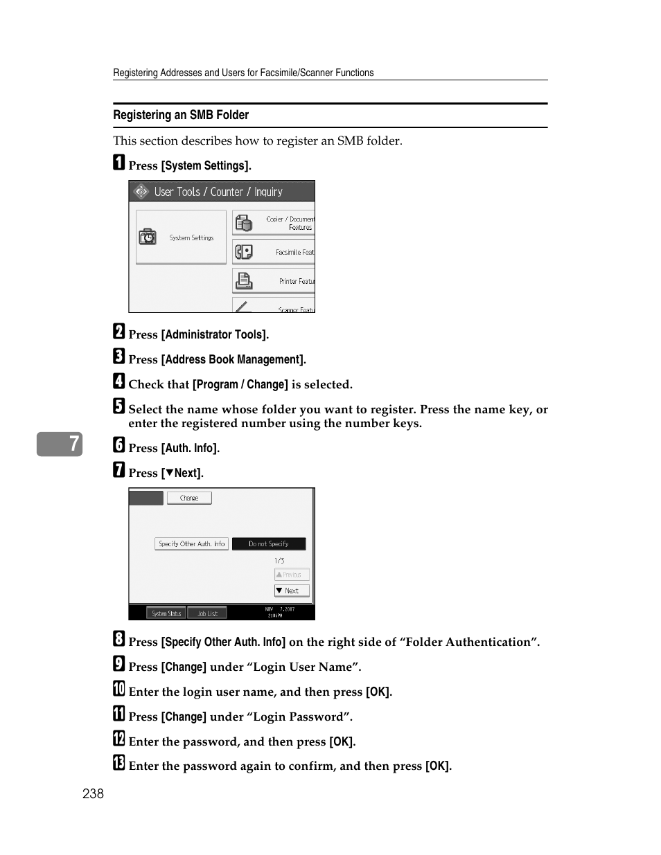 Registering an smb folder | Ricoh Aficio MP 6000 User Manual | Page 248 / 310