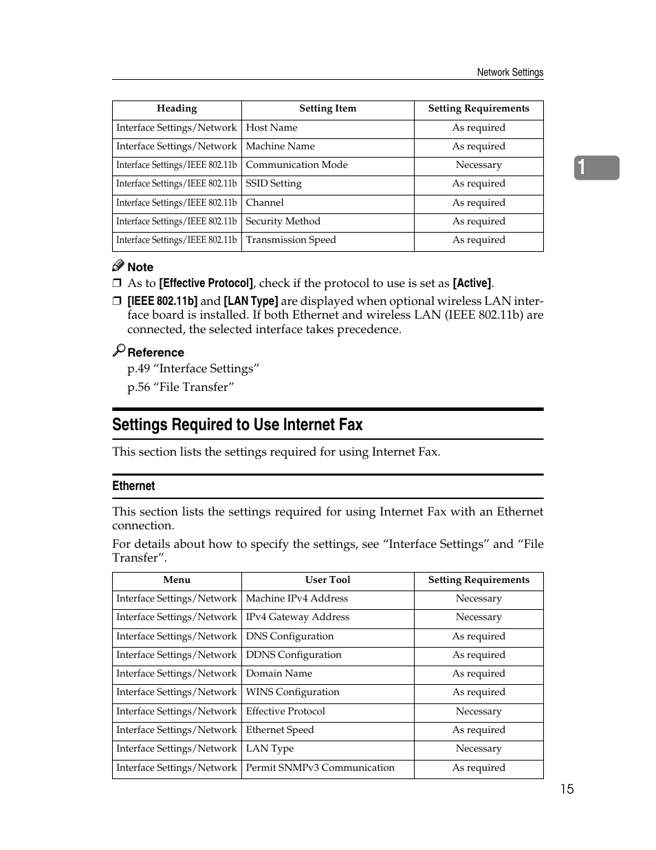 Settings required to use internet fax, Ethernet | Ricoh Aficio MP 6000 User Manual | Page 25 / 310