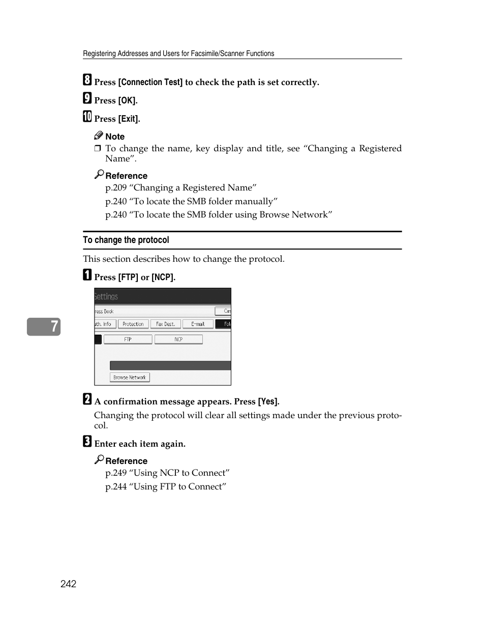 To change the protocol | Ricoh Aficio MP 6000 User Manual | Page 252 / 310