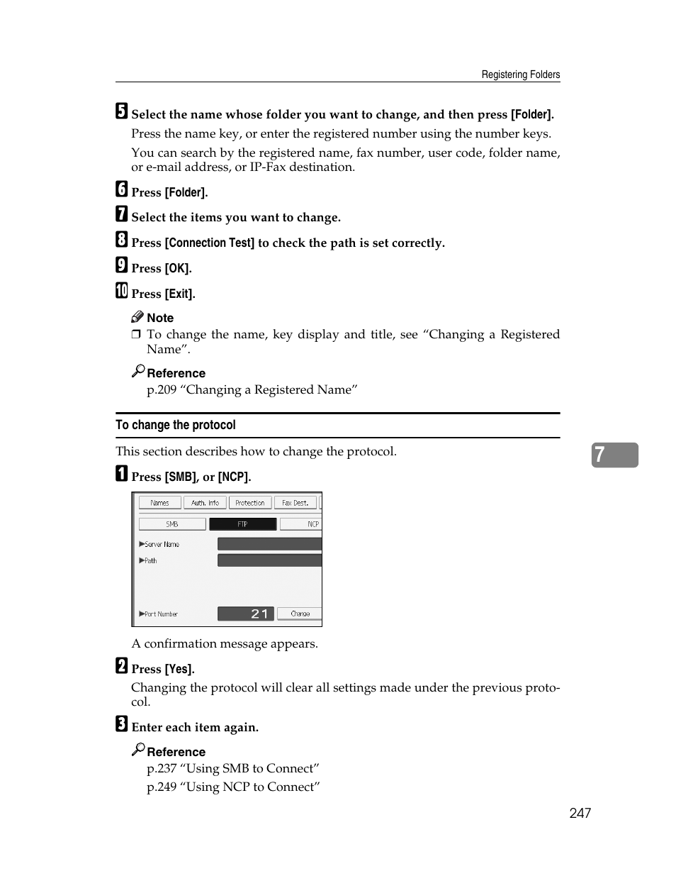 To change the protocol | Ricoh Aficio MP 6000 User Manual | Page 257 / 310