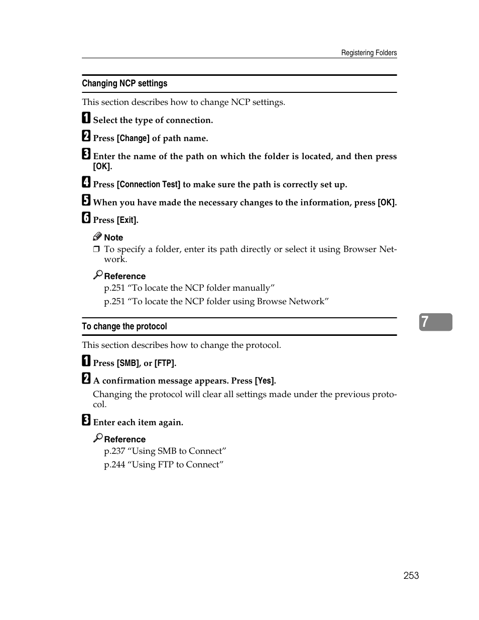 Changing ncp settings, To change the protocol | Ricoh Aficio MP 6000 User Manual | Page 263 / 310