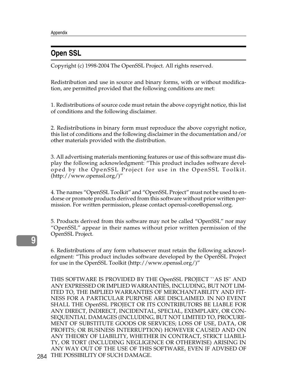 Open ssl | Ricoh Aficio MP 6000 User Manual | Page 294 / 310