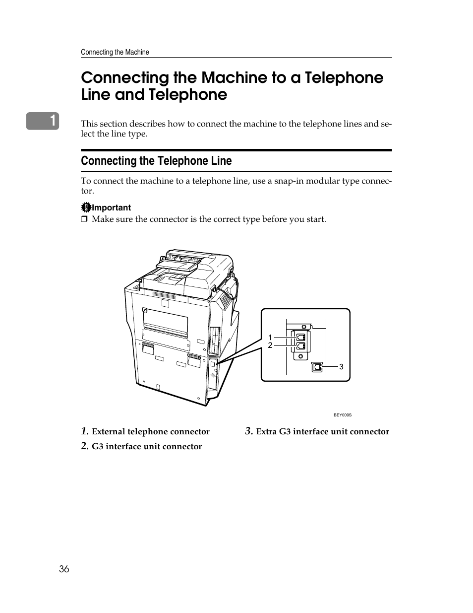 Connecting the telephone line | Ricoh Aficio MP 6000 User Manual | Page 46 / 310