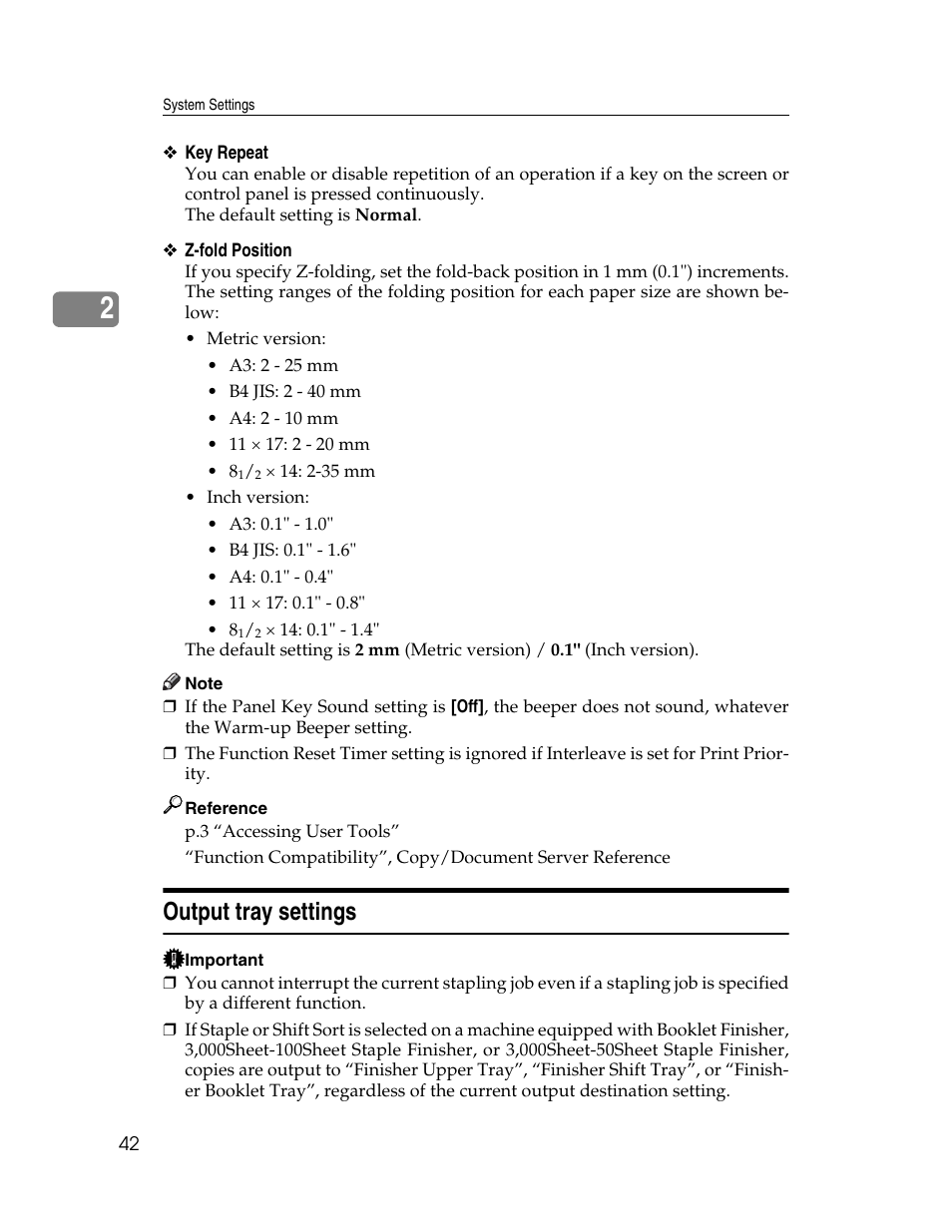 Output tray settings | Ricoh Aficio MP 6000 User Manual | Page 52 / 310