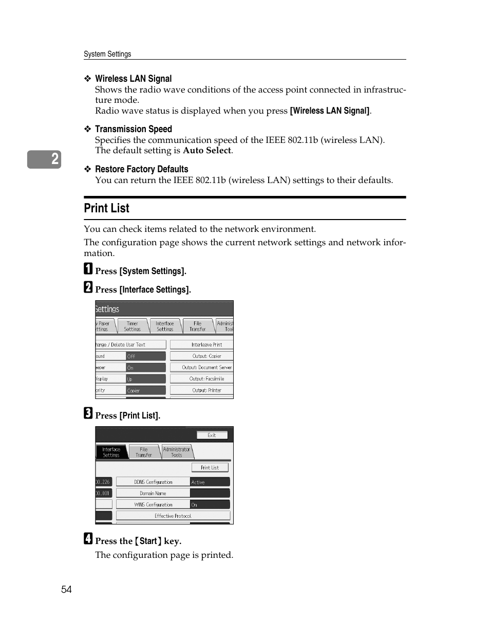 Print list | Ricoh Aficio MP 6000 User Manual | Page 64 / 310