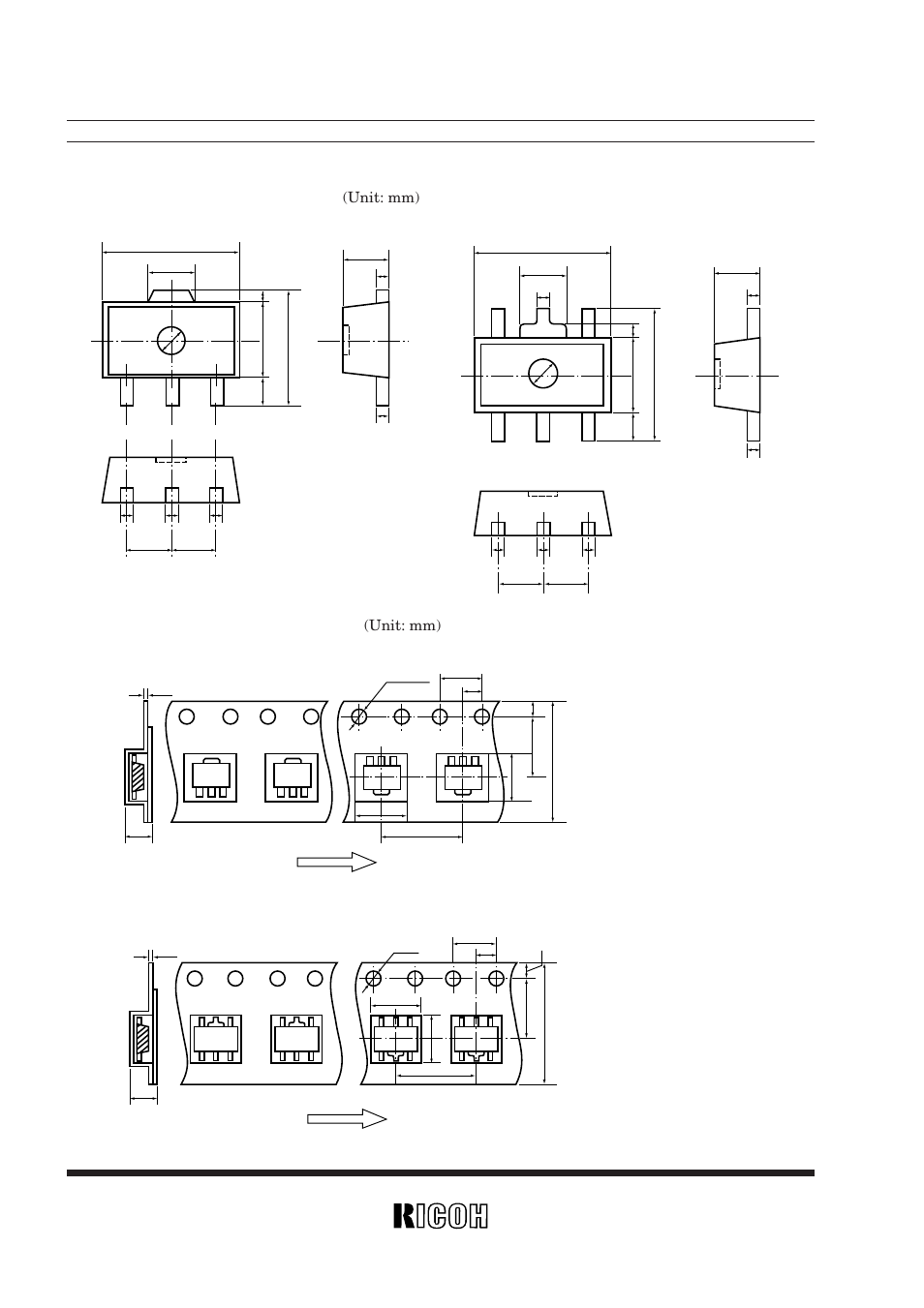 Package dimensions, Taping specifications, Rh5rh | Unit: mm) | Ricoh RH5RH13B User Manual | Page 32 / 34
