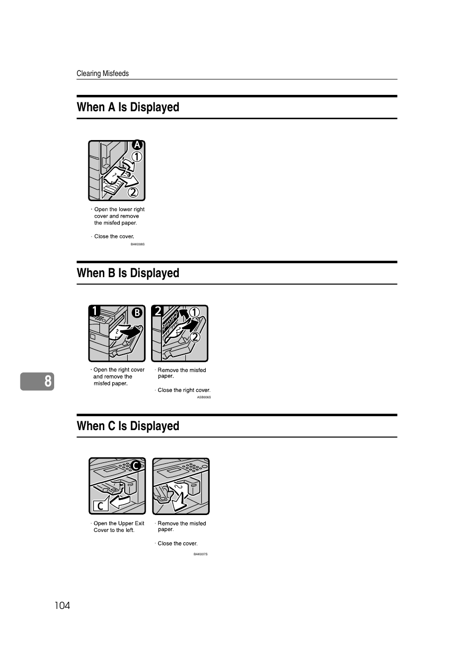 When a is displayed, When b is displayed, When c is displayed | Ricoh Aficio MP 2500 User Manual | Page 112 / 126